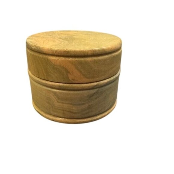 Handcrafted Wooden Round Storage Box With Lid - Natural Finish - Picture 1 of 7